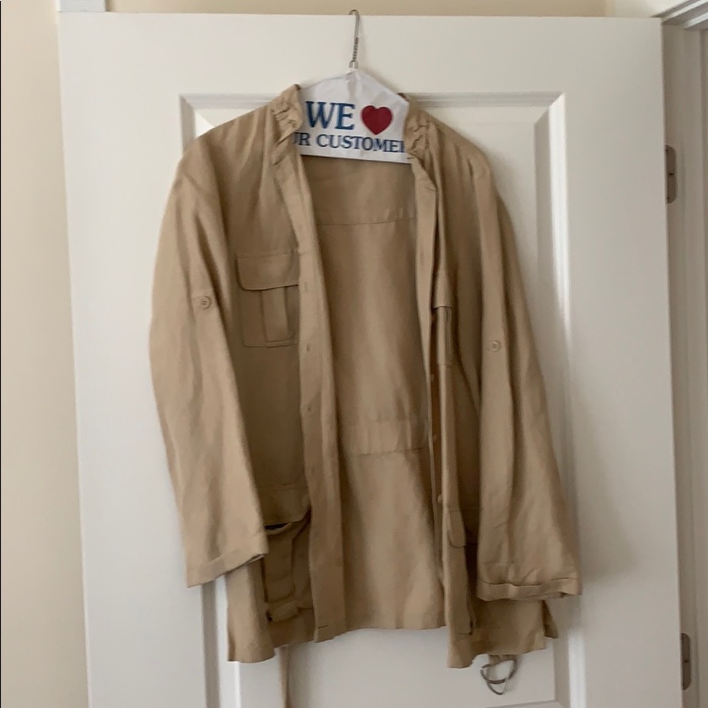 Belted Khaki Linen Calvin Klein Jacket